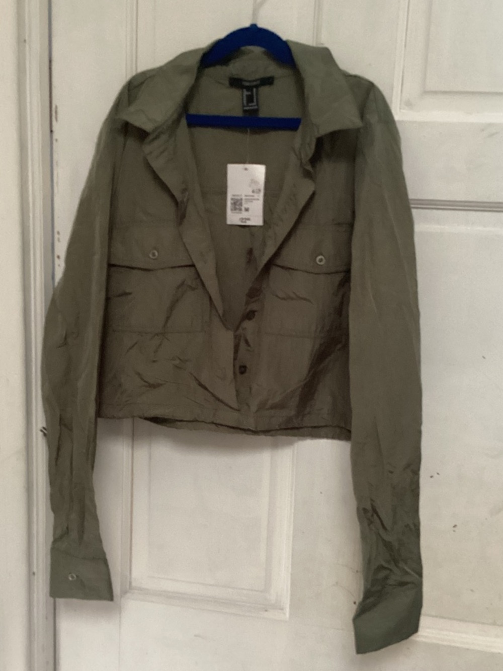 NWT Forever 21 Olive Green Cropped Utility Jacket- size Medium